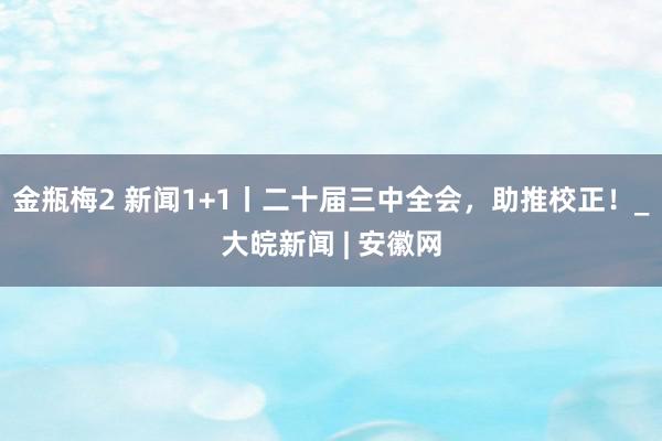 金瓶梅2 新闻1+1丨二十届三中全会，助推校正！_大皖新闻 | 安徽网