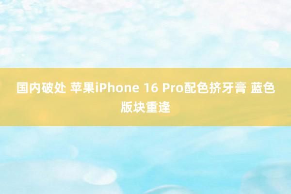 国内破处 苹果iPhone 16 Pro配色挤牙膏 蓝色版块重逢