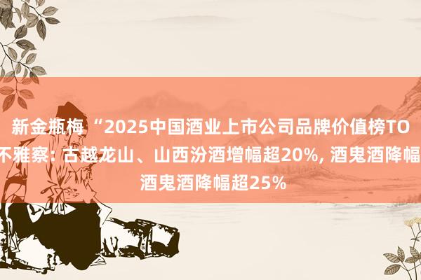 新金瓶梅 “2025中国酒业上市公司品牌价值榜TOP30”不雅察: 古越龙山、山西汾酒增幅超20%, 酒鬼酒降幅超25%