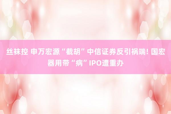 丝袜控 申万宏源“截胡”中信证券反引祸端! 国宏器用带“病”IPO遭重办