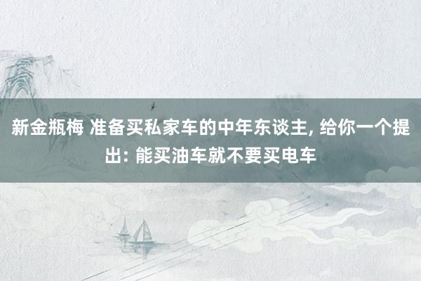 新金瓶梅 准备买私家车的中年东谈主, 给你一个提出: 能买油车就不要买电车